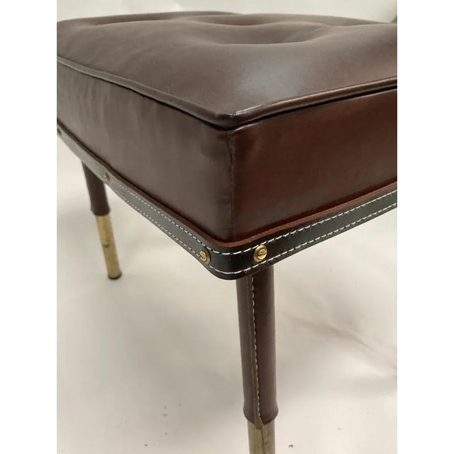 Ottoman in Sheathed Leather by Jacques Adnet, 1950s For Sale - Image 4 of 9
