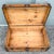 Brown Antique Low Profile Flat Top Wooden Trunk For Sale - Image 8 of 10
