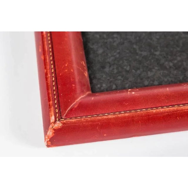 Mid-Century Modern 1950s French Hand-Stitched Red Leather Frame For Sale - Image 3 of 9