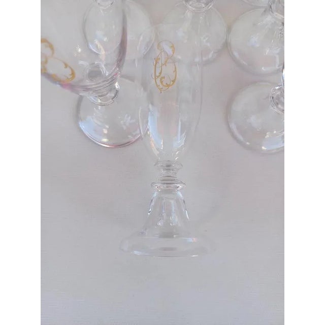 19th Century Champagne Flutes in Val Saint Lambert Crystal, Set of 12 For Sale - Image 3 of 7