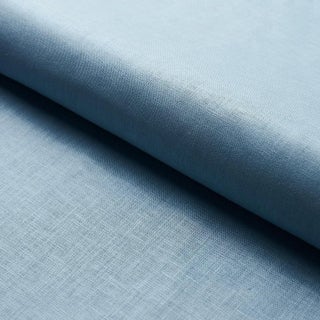 Schumacher Lange Glazed Linen Fabric in Chambray For Sale