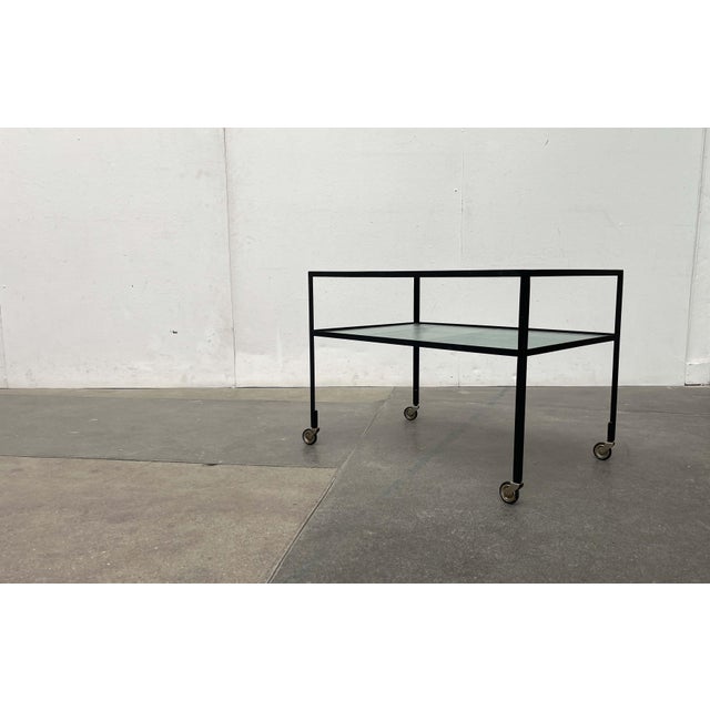 Mid-Century Modern German Minimalist Bar Cart Trolley by Herbert Hirche for Holzäpfel, 1960s For Sale - Image 10 of 18