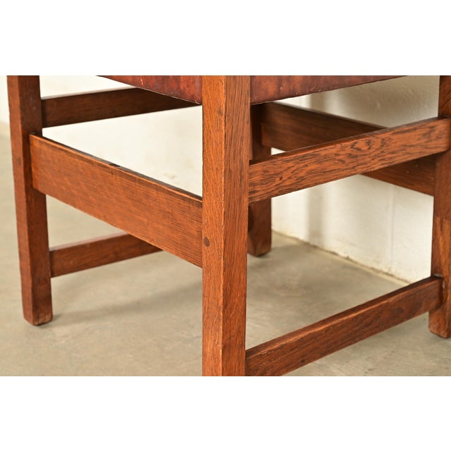 L. & J. G. Stickley Antique Mission Oak Arts & Crafts Ladder Back Dining Chairs | Set of Eight For Sale - Image 11 of 15
