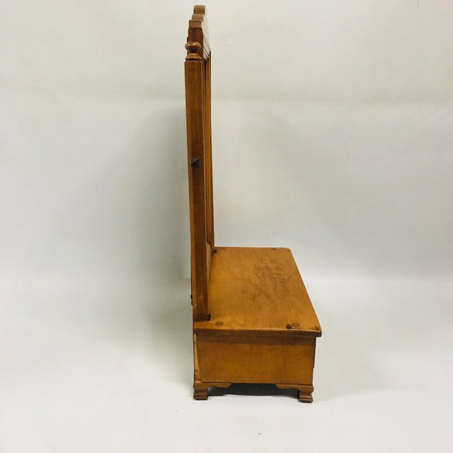 Wood Vintage Maple Tabletop Vanity Mirror With Two Drawers For Sale - Image 7 of 13