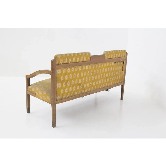 Vintage Fabric and Brass Wooden Sofa, 1950s For Sale - Image 9 of 10