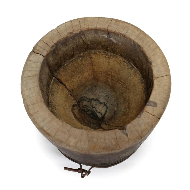 1920s Old India Wood Pestle Pot For Sale - Image 4 of 8