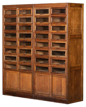 Large English Oak Haberdashery Cabinet, 1930s