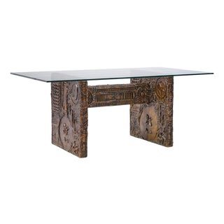 Adrian Pearsall for Craft Associates Mid Century Brutalist Glass Top Dining Table For Sale