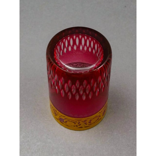 Glass Mid 20th Century Saint St Louis Crystal France Thistle Red & Gold Encrusted Tea Tumbler Glass For Sale - Image 7 of 8