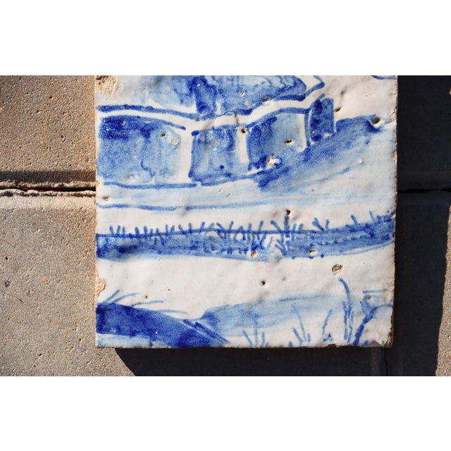 18th Century Set of Two Tiles Depicting a Garden Scene, Portuguese For Sale - Image 4 of 8