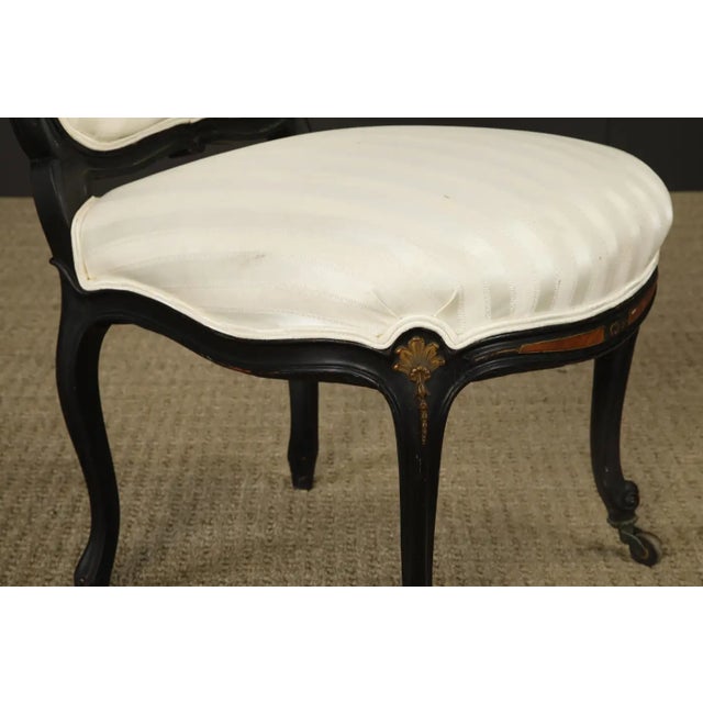 Pair of 1890s French Louis XV Carved, Gilt, Ebonized, and Upholstered Chairs For Sale - Image 18 of 18