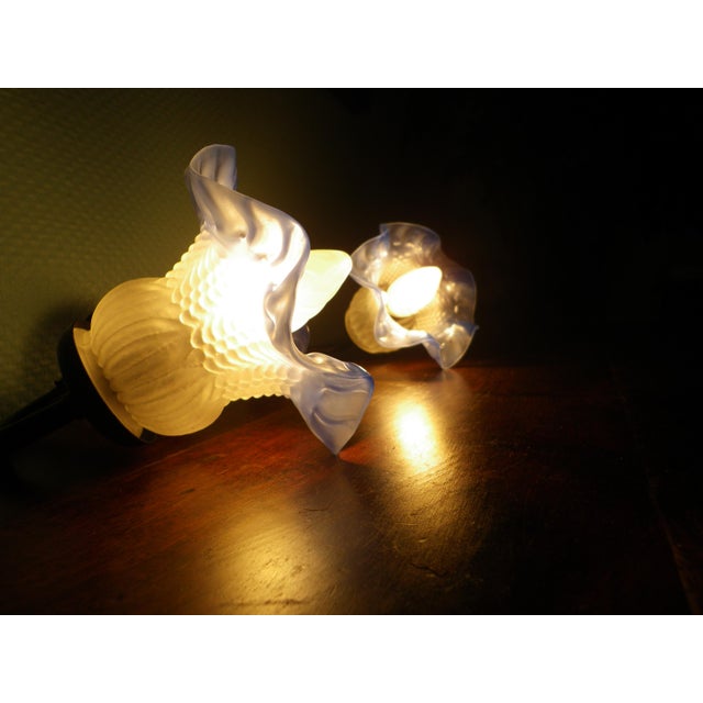 1970s Vintage Wall Lights with Opaline Glass, 1970s, Set of 2 For Sale - Image 5 of 16