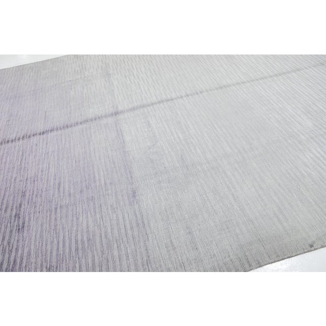 2010s Contemporary Handmade Gray Wool & Silk Rug With Abstract Pattern For Sale - Image 9 of 13