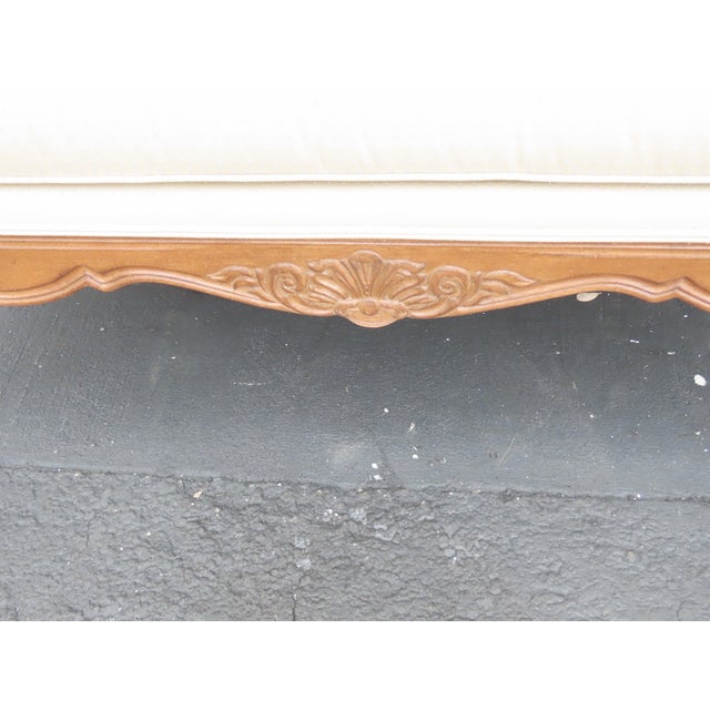 Ethan Allen French Carved Long Upholstered Bench Stool 6440 For Sale - Image 9 of 14