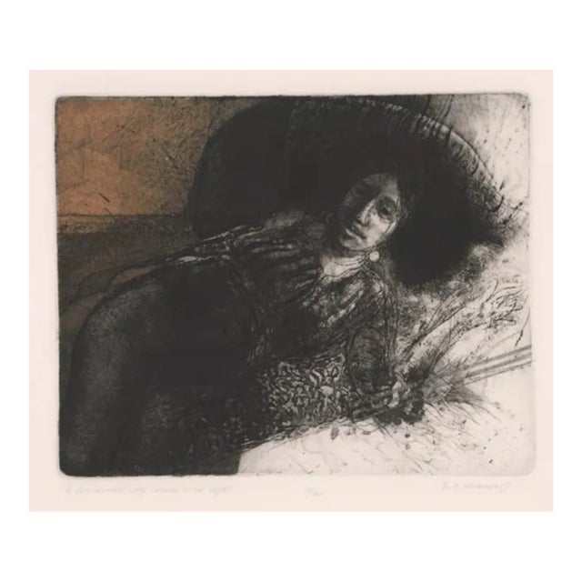 1979 Bruce Muirhead Etching Curvaceous Lady Called Little Egypt Etching For Sale