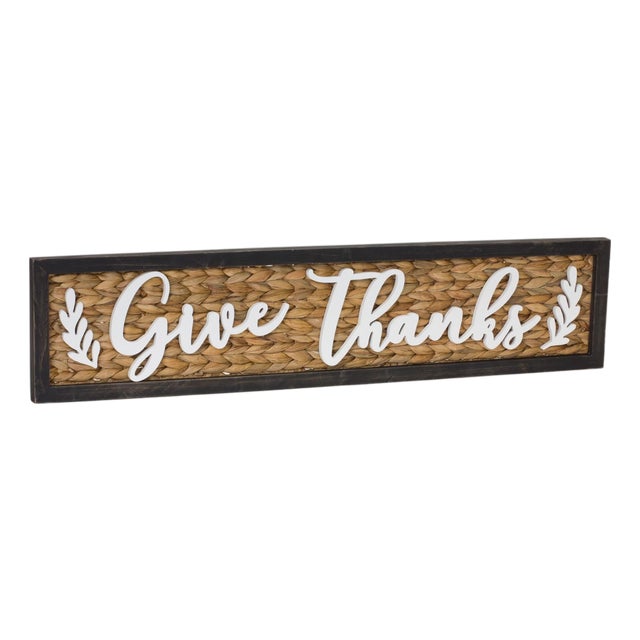 Woven Give Thanks Sign 32"L For Sale