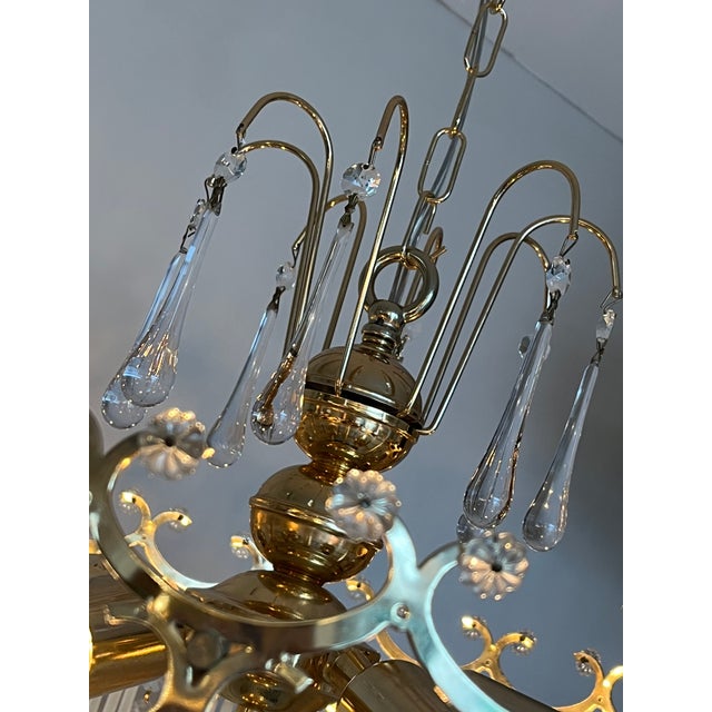 Vintage Opaline Teardrop Rod Chandelier, 1970s For Sale - Image 9 of 18