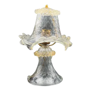 1970s Petite Murano Gold and Transparent Bubble Glass Table Lamp