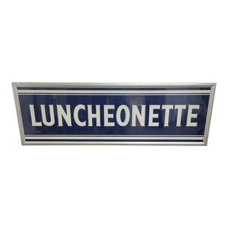 Vintage Embossed Painted Metal Luncheonette Sign, Dolly Madison Ice Cream Style For Sale