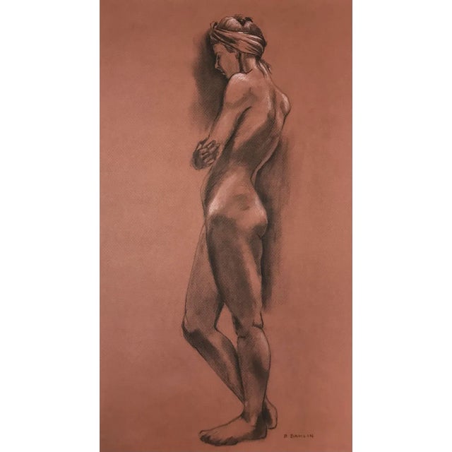 Mid-Century Modern Vintage Original Drawing of a Standing Nude Woman by Barbara Dahlin For Sale - Image 3 of 9