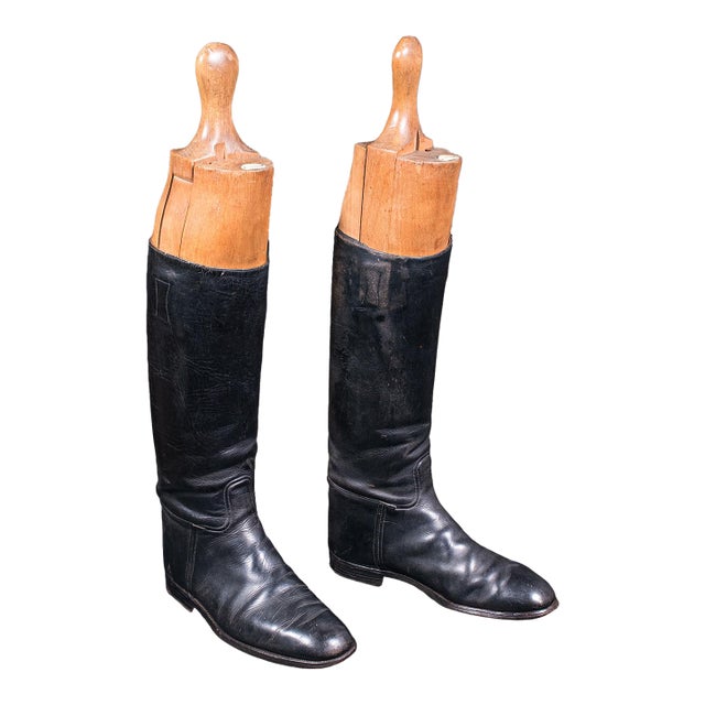 Antique Bootmaker's Last, English Leather, Beech Boots Stretcher, Maxwell London For Sale