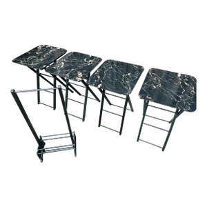 Mid 20th Century Set of 4 American Black-Painted Folding Table Trays by Artex