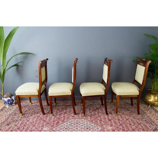 French Empire Style Walnut Table and Chairs, 1920s, Set of 8 For Sale - Image 9 of 18