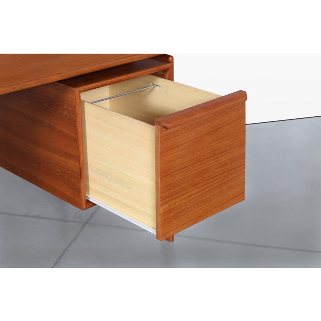 Danish Modern Floating Top Teak Executive Desk by g.v. Mobler For Sale - Image 10 of 14