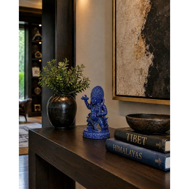 Indian Natural Lapis Indian God Vajrapani Protector For Sale - Image 3 of 17