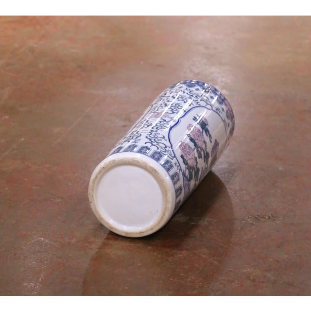 Late 20th Century Chinese Blue and White Porcelain Umbrella Stand For Sale - Image 11 of 11