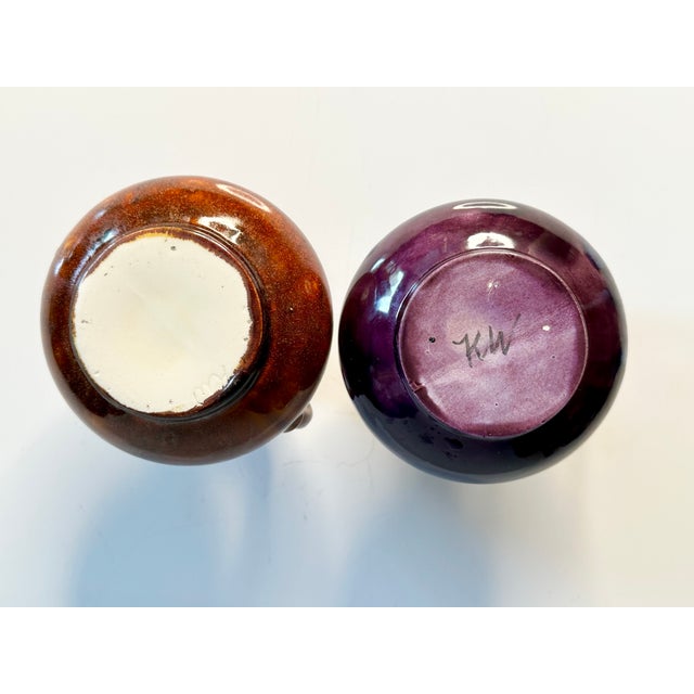 Blue Handmade Stoneware Vases with Handles, Germany, 1980s, Set of 2 For Sale - Image 8 of 12