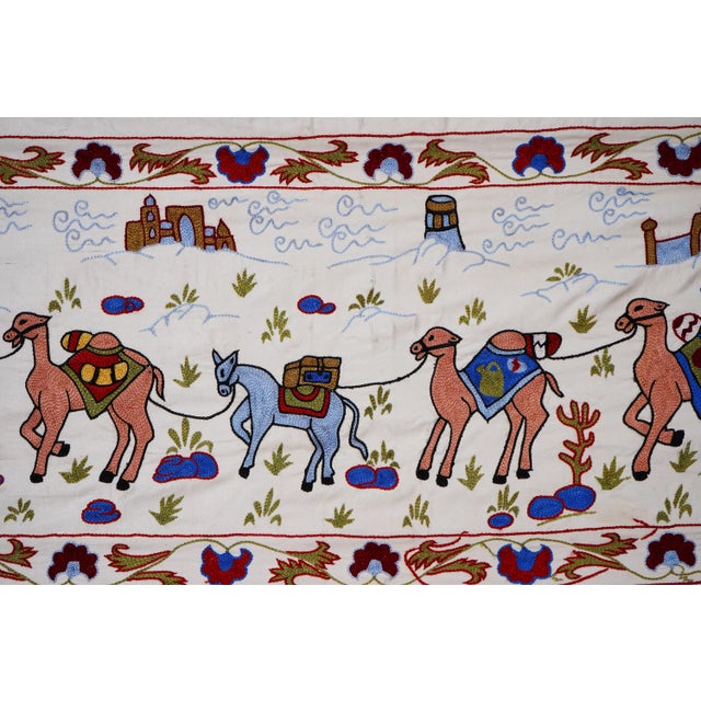 Textile Bohemian Suzani Wall Hanging - Camel Runner For Sale - Image 7 of 13
