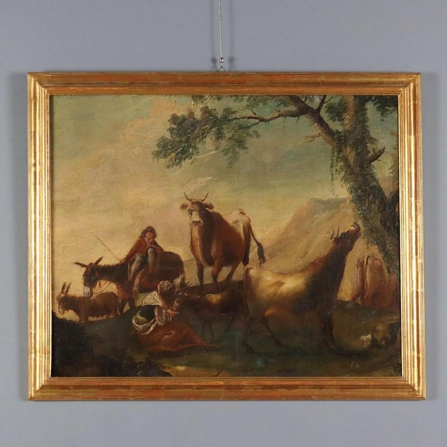 Landscape with Shepherds, 18th Century, Framed For Sale - Image 11 of 11