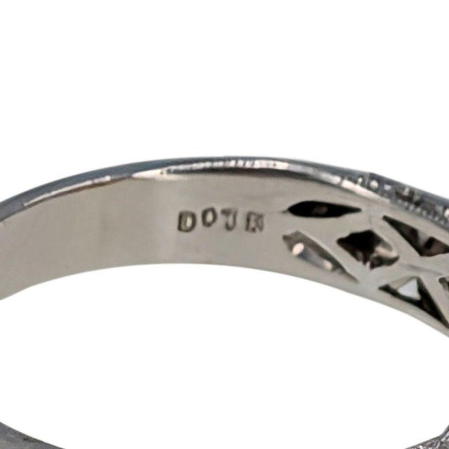 Early 21st Century Rose & White Gold Pave Diamond Engagement Ring Cz Center, Size 7.75 For Sale - Image 5 of 6