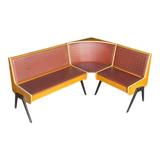 Mid Century Modern Corner Sectional Bench with Storage For Sale