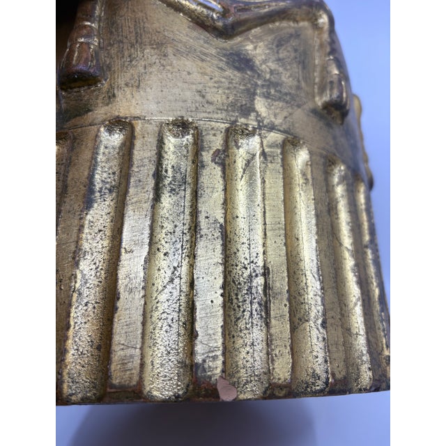 Vintage 1970s Tromp l'Oeil Tasseled Gold Pottery Indoor/ Outdoor Planter -Made in Italy For Sale - Image 12 of 12