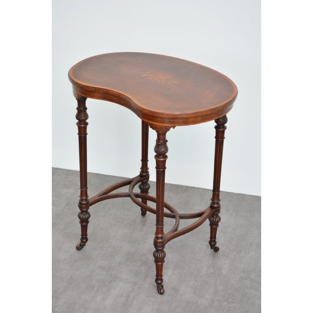 Antique Edwardian Inlaid Mahogany Kidney-Shaped Side Table, 1900 For Sale - Image 15 of 16