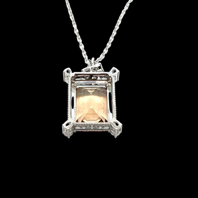 Metal Natural Smoky Topaz Diamond Necklace 20" 14k Gold 38.38 TCW Certified For Sale - Image 7 of 16