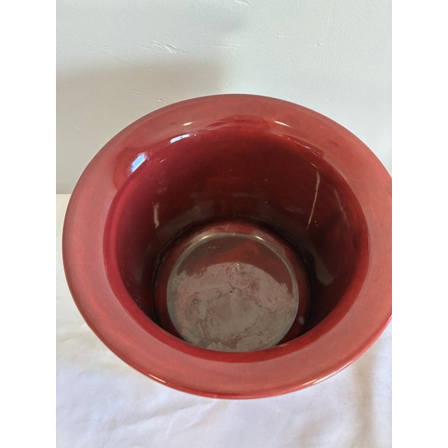 Mid-Century Modern Vintage Artmark Portugal Red Ceramic Planter For Sale - Image 3 of 7