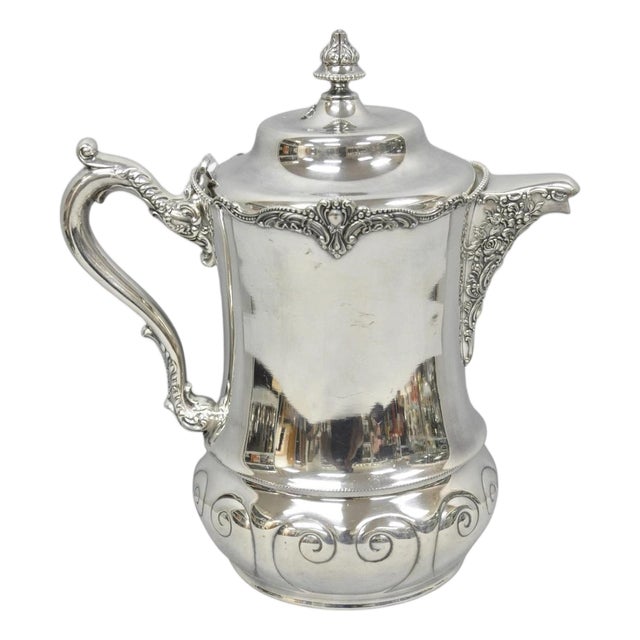 Antique Derby Silver English Victorian Silver Plated Large Warm Water Pitcher For Sale