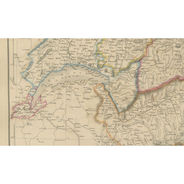 Paper Antique Map of Switzerland from Blackie & Son, 1860s For Sale - Image 7 of 11