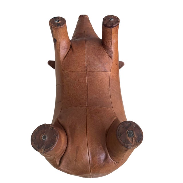 Vintage Large Pig Stool by Dimitri Omersa in Brown Leather, 1960s For Sale - Image 12 of 12