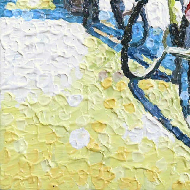 Sound and Motion - Original Urban Bicycle Still Life Pointillist Acrylic Painting For Sale - Image 4 of 9