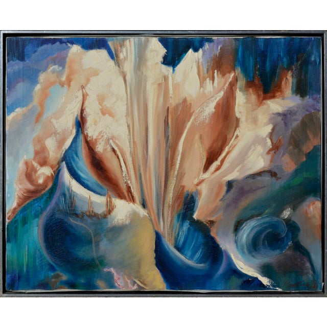 Abstract Tim Rawlins Mid-Century Floral Abstract Acrylic on Canvas 1961 For Sale - Image 3 of 4