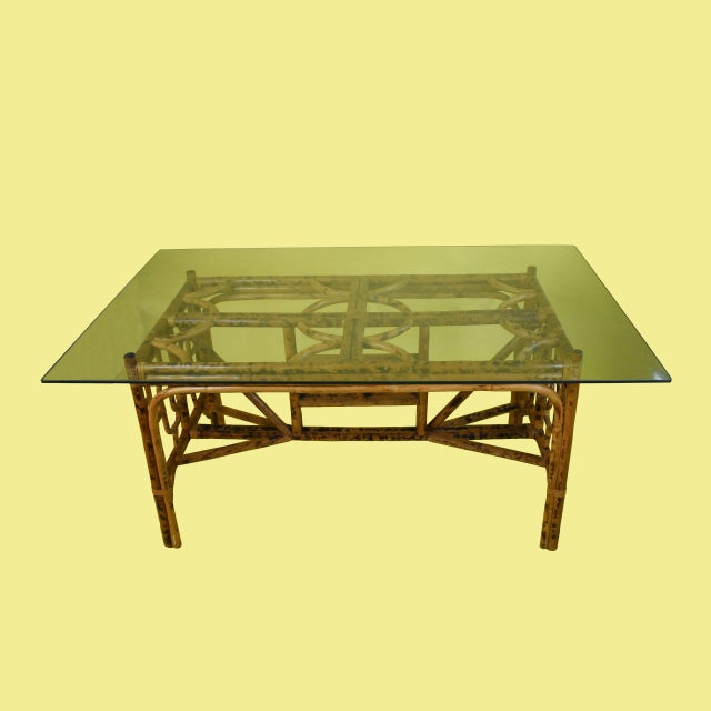 1970s British Colonial Burnt Bamboo Dining Set For Sale In West Palm - Image 6 of 12