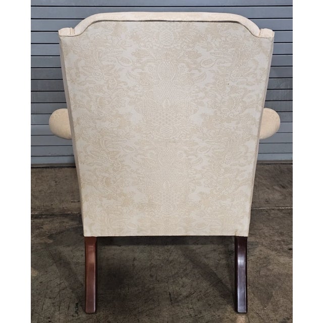 Late 20th Century Late 20th Century Kindel Winterthur Collection Clawfoot Wing Chair Damask Fabric For Sale - Image 5 of 8