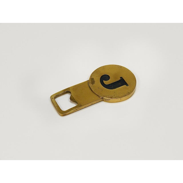Goldenrod Letter J Initials Brass Bottle Opener #4919 attributed to Carl Auböck, Vienna, 1960s For Sale - Image 8 of 18