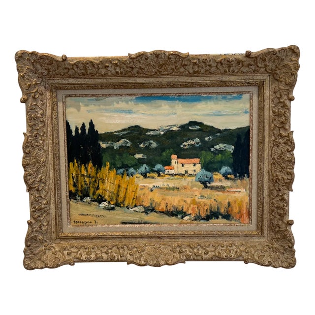 Michel Terrapon, Mas de Provence, Oil on Cardboard, Framed For Sale