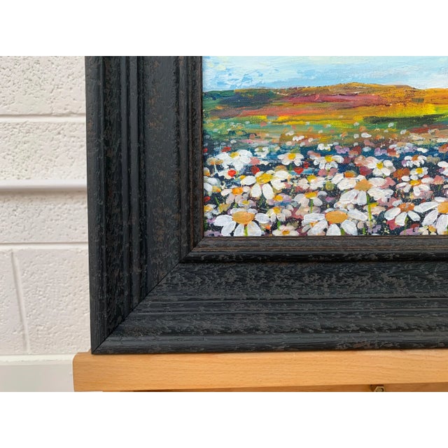 Sky Blue Angela Wakefield, Wild Daisy Flowers English Countryside Landscape Painting by Contemporary Artist, 2020 For Sale - Image 8 of 11