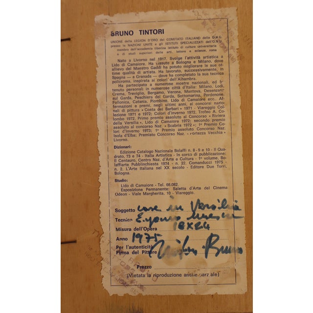 Bruno Tintori, Houses in Versilia, 1975, Oil Painting, Framed For Sale - Image 8 of 13